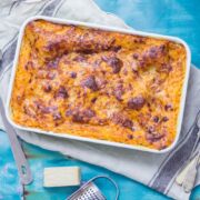 This vegetarian twist on a classic pasta dish is the perfect comfort food! This four cheese butternut squash lasagne is layered with spinach and mushrooms. #lasagne #lasagna #squash #pasta #dinner