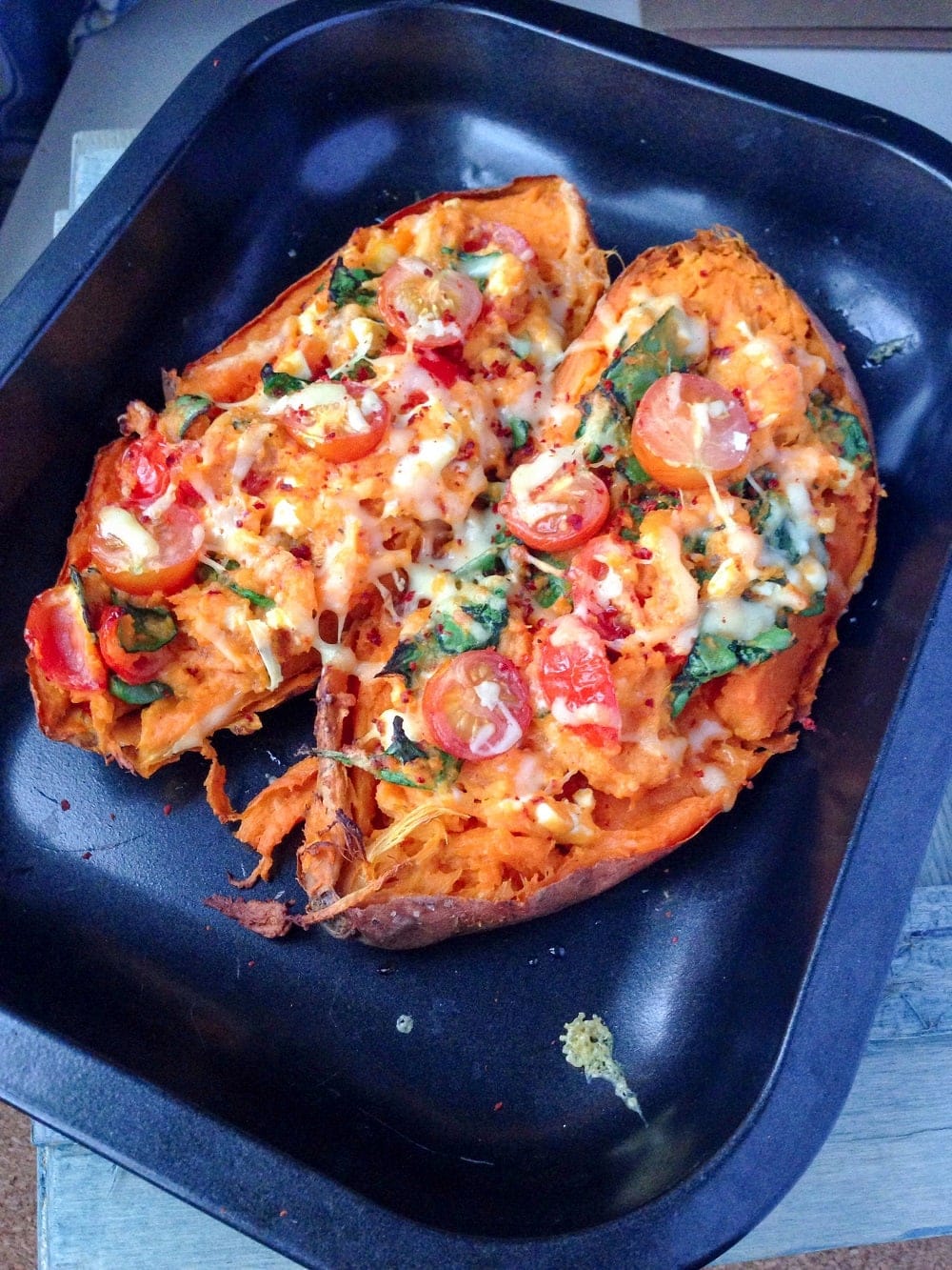 Mediterranean Stuffed Sweet Potato Skins