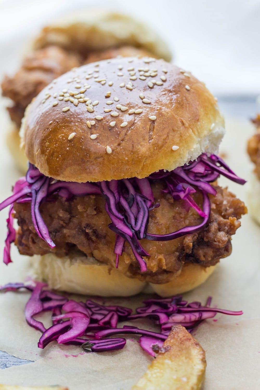 Buttermilk Fried Chicken Sandwiches with Cabbage Slaw and Sriracha Mayo ...