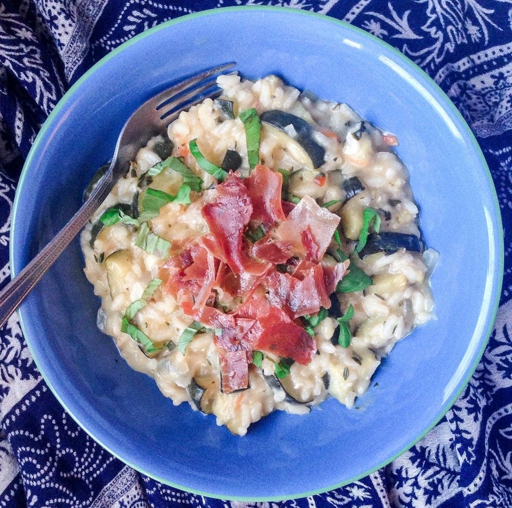 Courgette Risotto With Goat's Cheese and Prosciutto