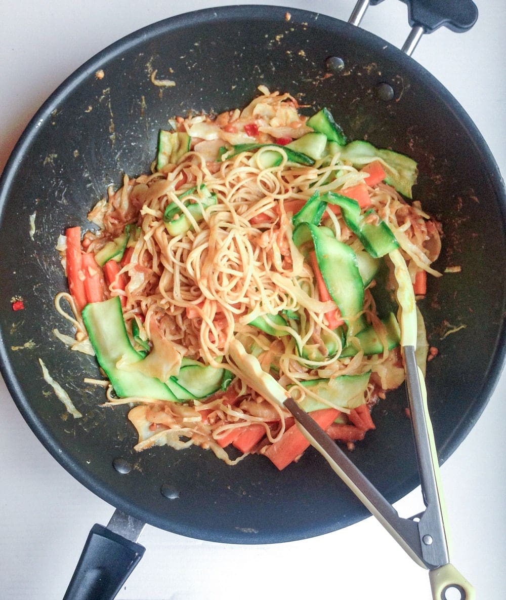 Courgette & Carrot Stir Fry With Peanut Sauce
