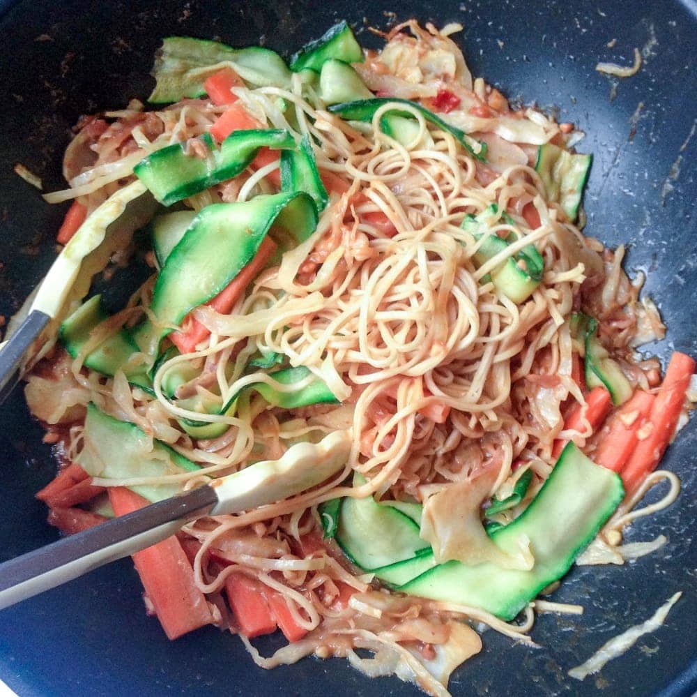 Courgette & Carrot Stir Fry With Peanut Sauce