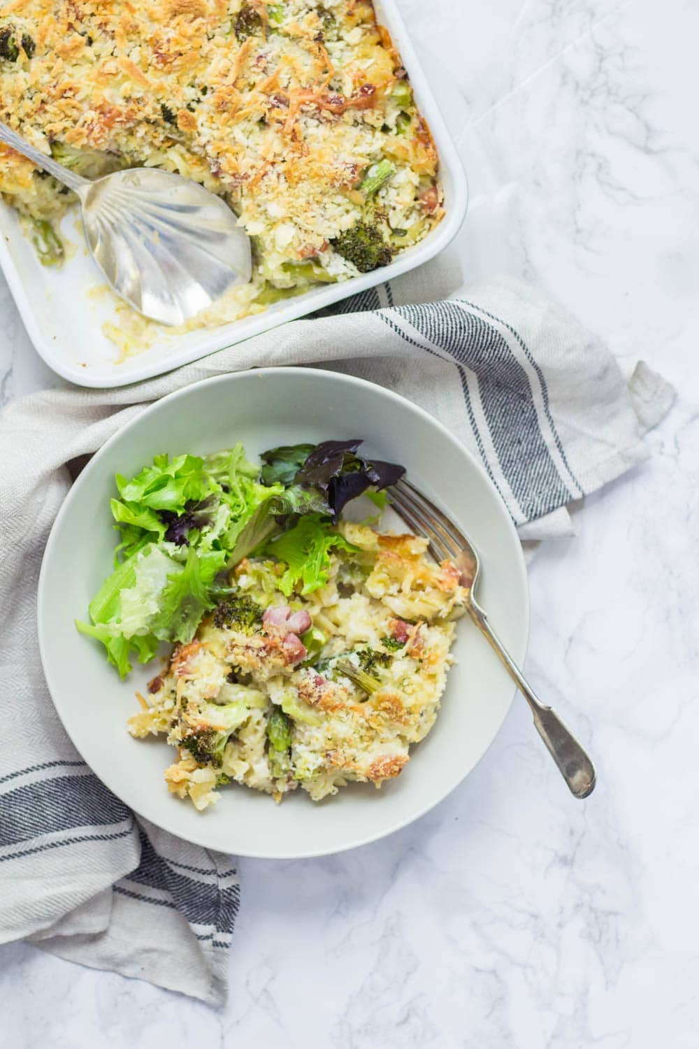 This asparagus & pancetta baked pasta is a perfect family dinner which also makes great leftovers eaten cold the next day.