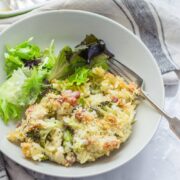 This asparagus & pancetta baked pasta is a perfect family dinner which also makes great leftovers eaten cold the next day.
