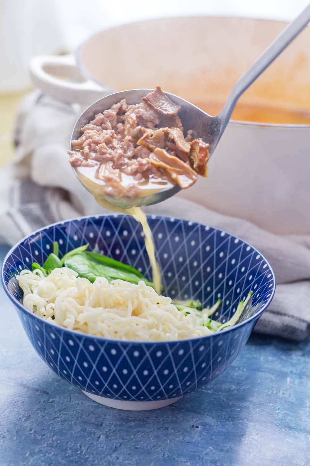 Make this pork and courgette ramen recipe for a quick weeknight dinner. Now you can have ramen on the table in less than half an hour!