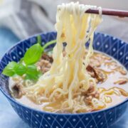 Make this pork and courgette ramen recipe for a quick weeknight dinner. Now you can have ramen on the table in less than half an hour!