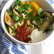 These chipotle chicken quinoa bowls are perfect for using up leftover roast chicken. A simple and healthy dinner, use any veg you have and make it your own.