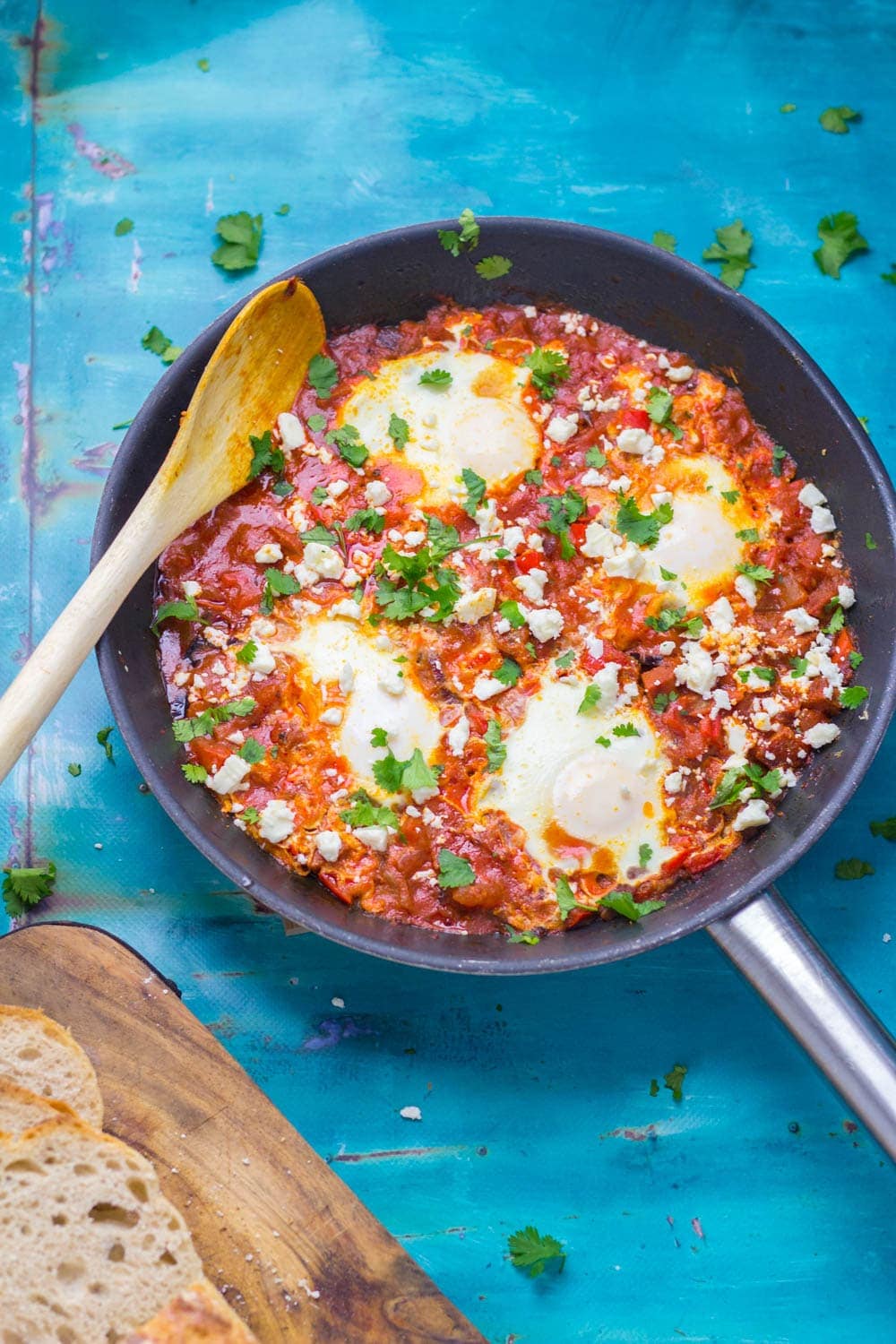 This chorizo shakshuka is full of smoky flavour from the chorizo and smoked paprika. Serve with crusty bread for those runny yolks and a dollop of yoghurt.