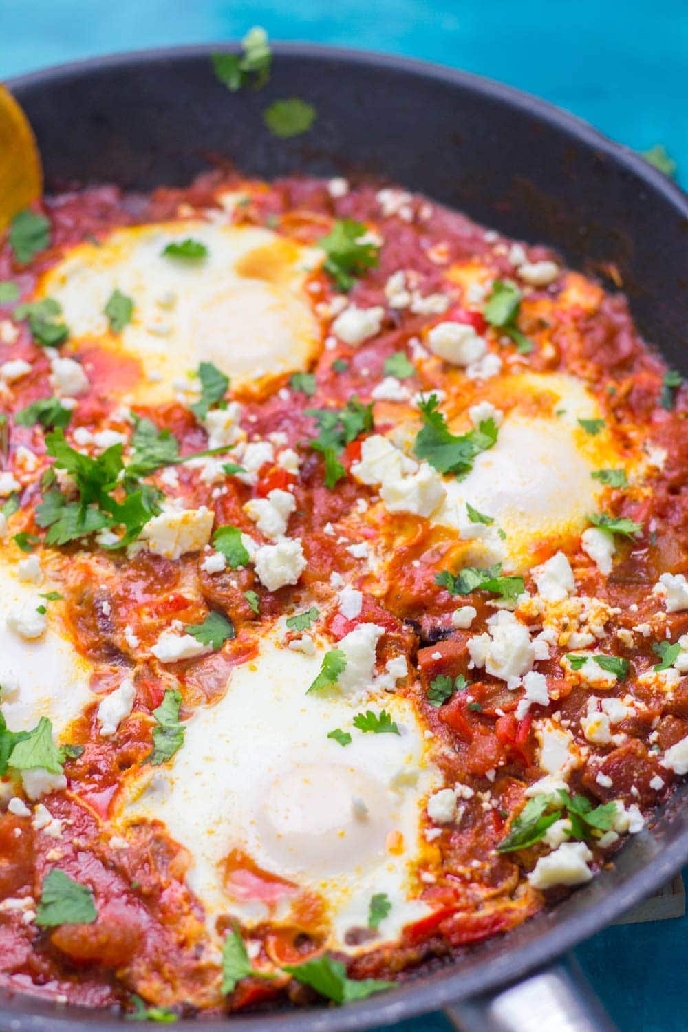 This chorizo shakshuka is full of smoky flavour from the chorizo and smoked paprika. Serve with crusty bread for those runny yolks and a dollop of yoghurt.