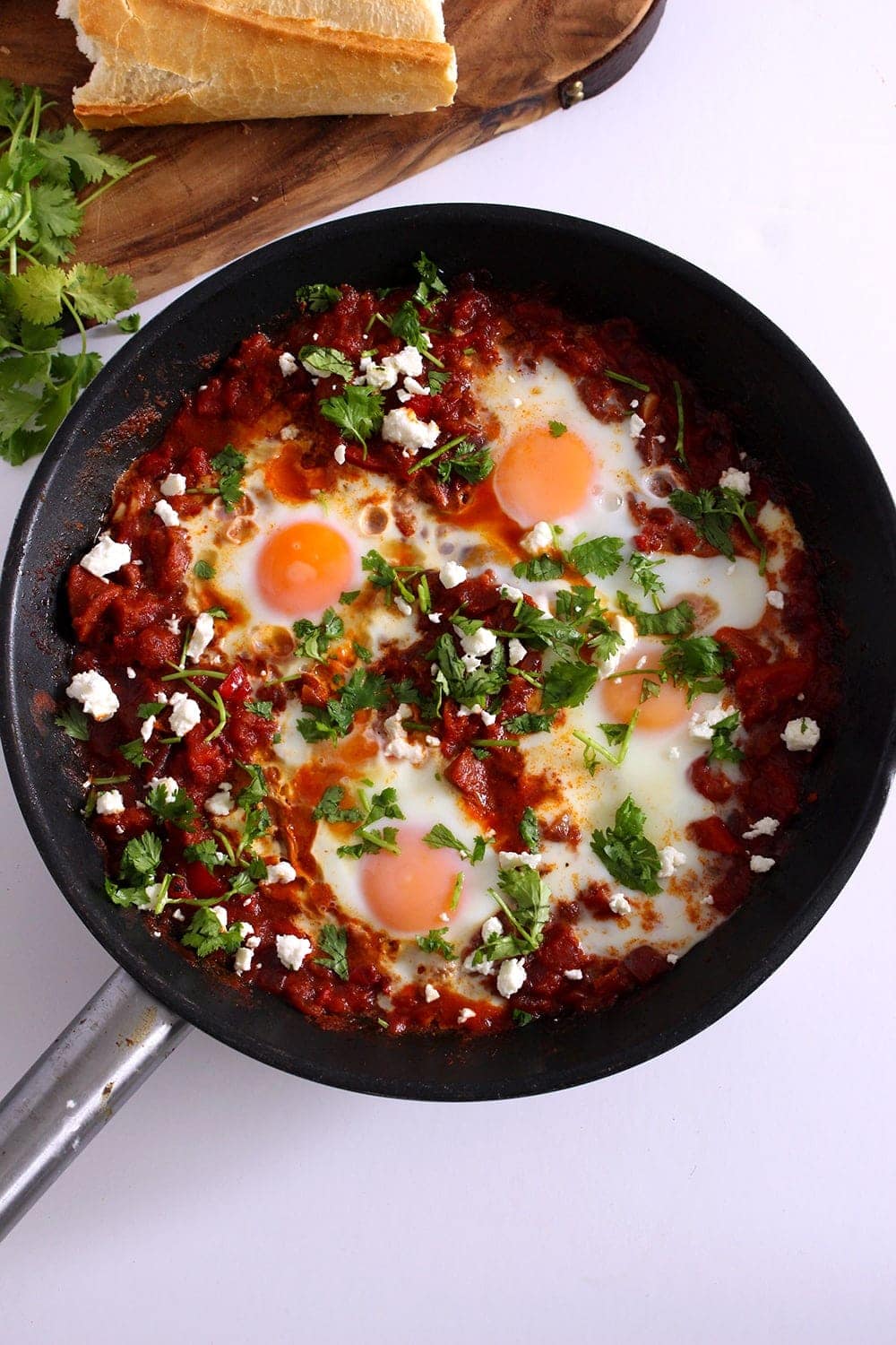 This chorizo shakshuka is full of smoky flavour from the chorizo and smoked paprika. Serve with crusty bread for those runny yolks and a dollop of yoghurt.