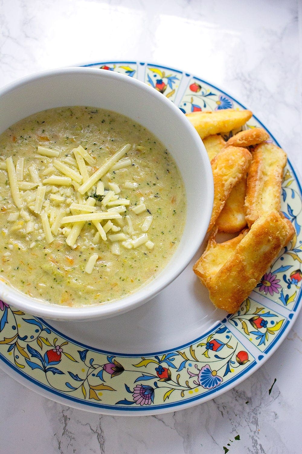 Can you ever have too much cheese? These crispy halloumi fries are the perfect thing to dip into this indulgent broccoli cheese soup. 