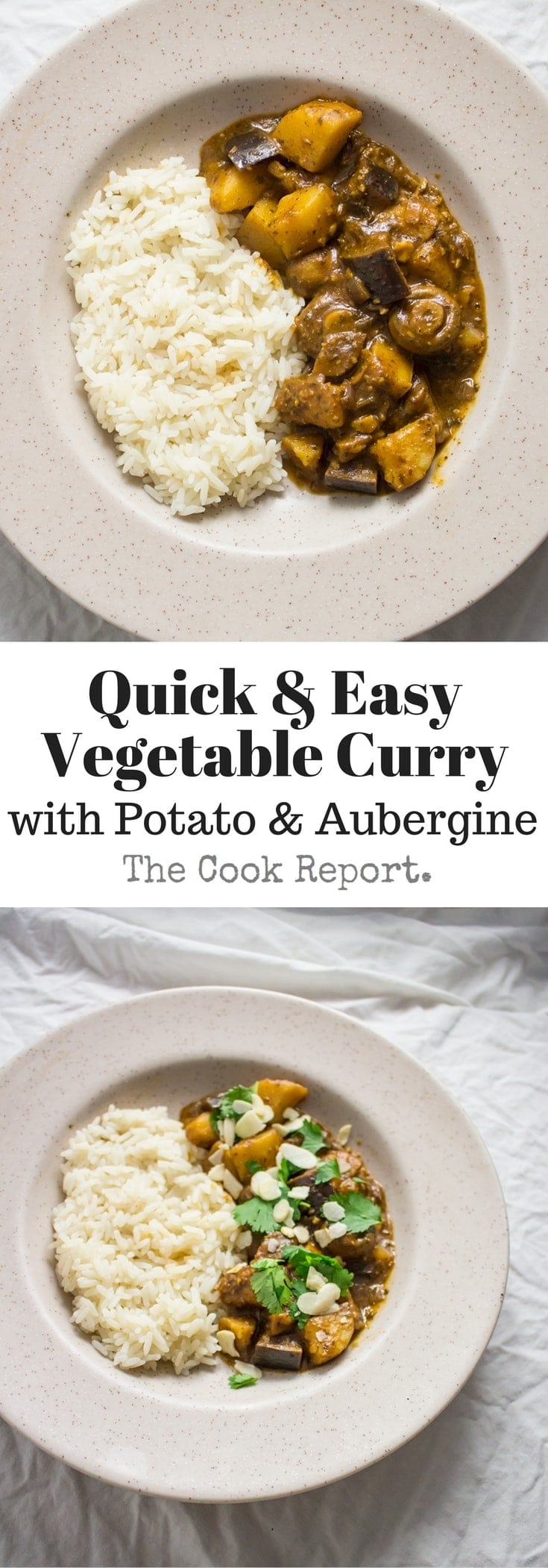 This quick & easy vegetable curry is packed with potatoes, aubergine and mushrooms to make it a filling evening meal. Plus it's gluten free and suitable for vegans!
