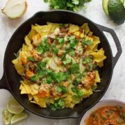 This healthy butternut squash chilli makes the perfect topping for these vegetarian nachos. Add all your favourite toppings for a delicious twist on a classic!