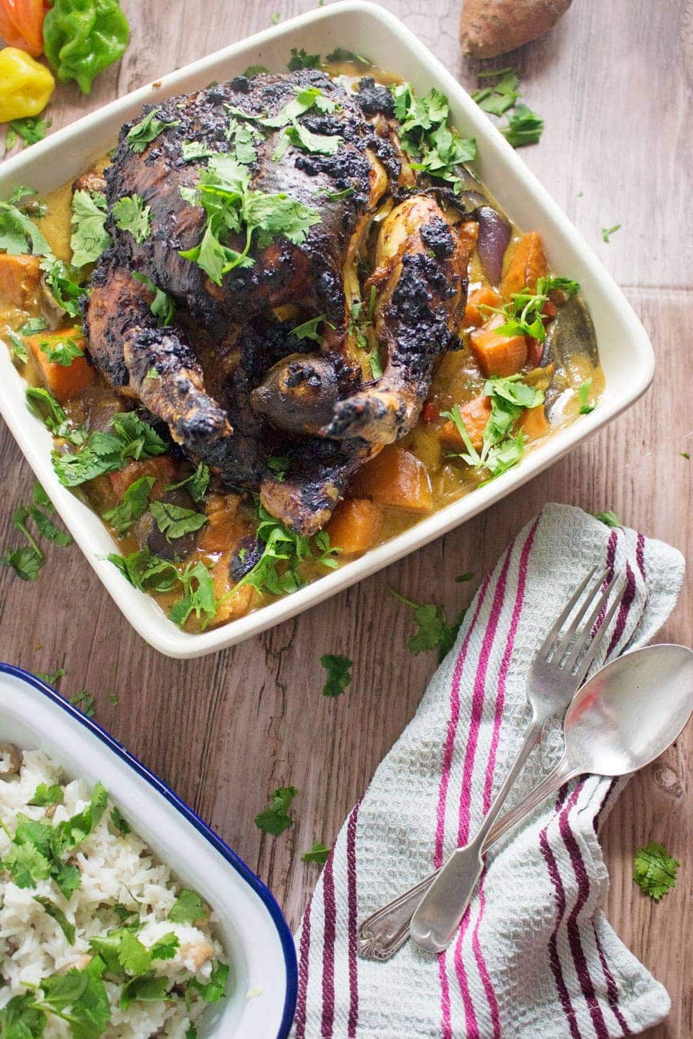 Jerk Roasted Chicken with Coconut Curry & Rice • The Cook Report