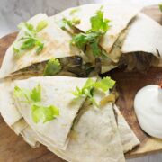 These portobello & caramelised onion quesadillas are the perfect vegetarian dinner when you're craving something full of Mexican flavour!