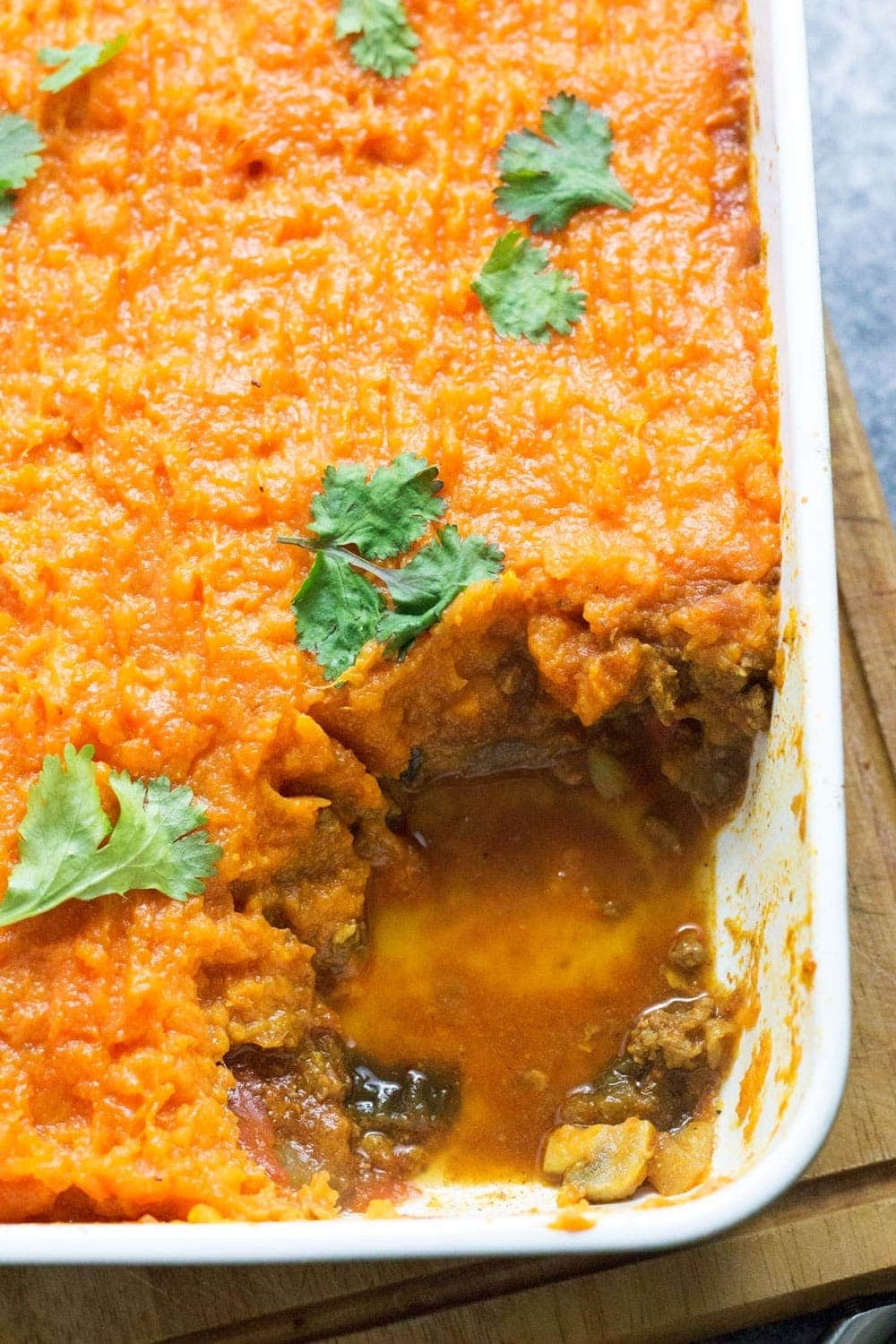 This Moroccan cottage pie is a brilliant twist on a traditional recipe. The beef is spiced with ras-el-hanout and cumin and topped with mashed sweet potato.