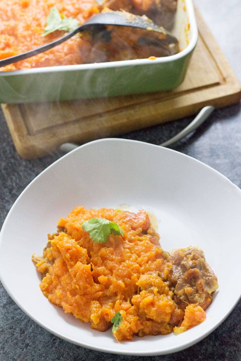 This Moroccan cottage pie is a brilliant twist on a traditional recipe. The beef is spiced with ras-el-hanout and cumin and topped with mashed sweet potato.