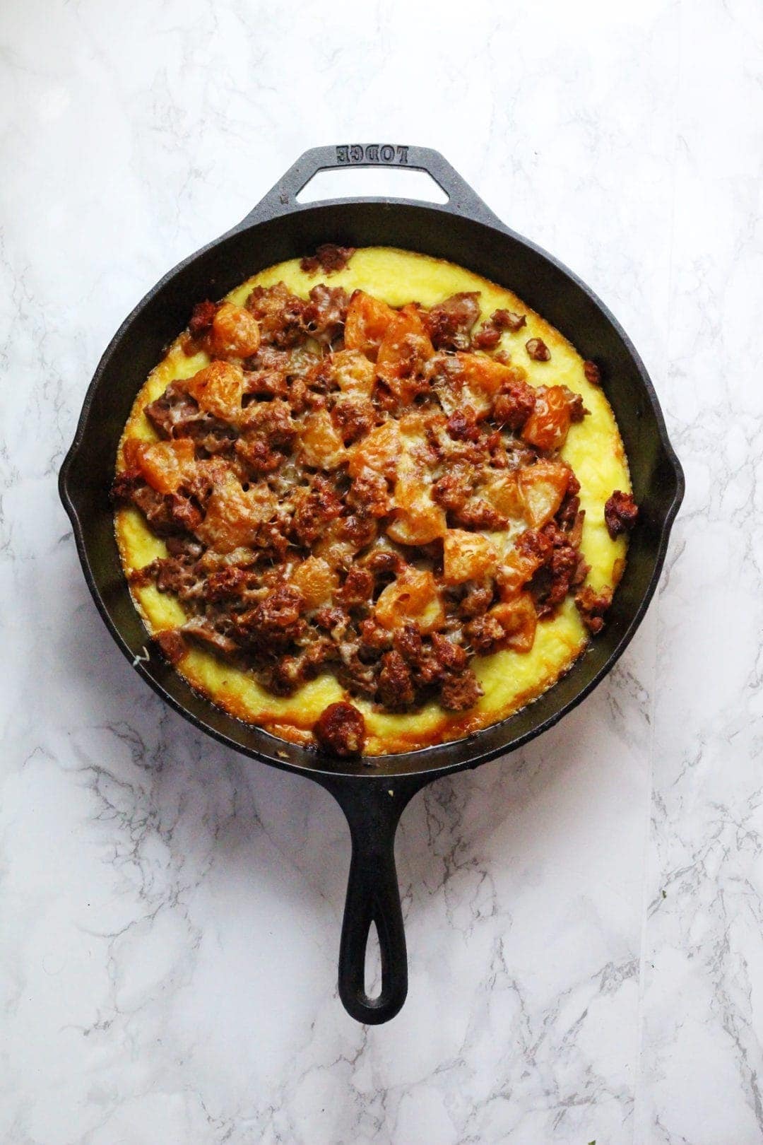 If you're looking for a great gluten free dinner that's on the table in half an hour then this chorizo polenta skillet is the perfect thing! 