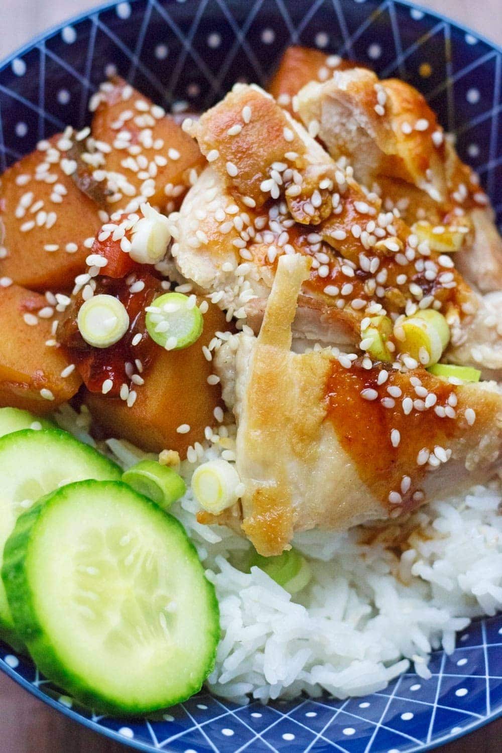 Spicy Korean chicken & potato stew, or dakdoritang, has the perfect balance of sweet and spicy from the use of gochujang and sugar in the broth.