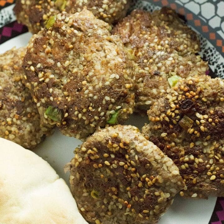 This sesame lamb recipe tastes delicious stuffed in a pita with some cucumber and mint yoghurt drizzled on top and some pin nut rice on the side.