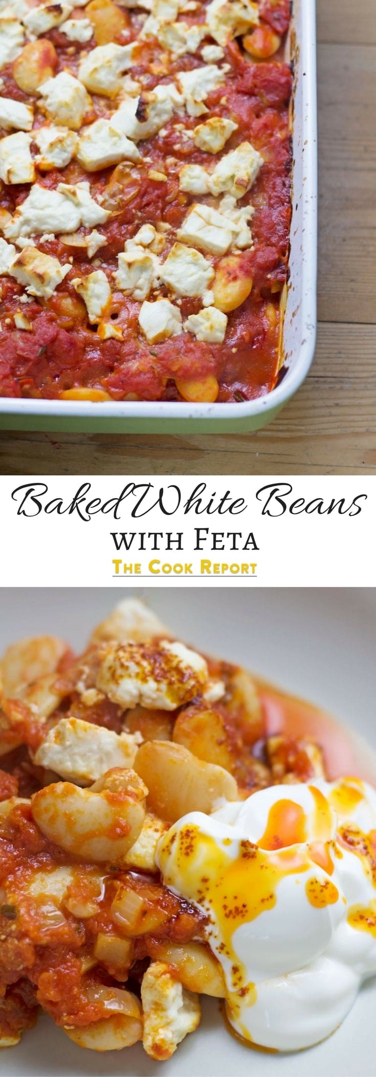 Baked white beans with feta, garlic yoghurt & paprika butter