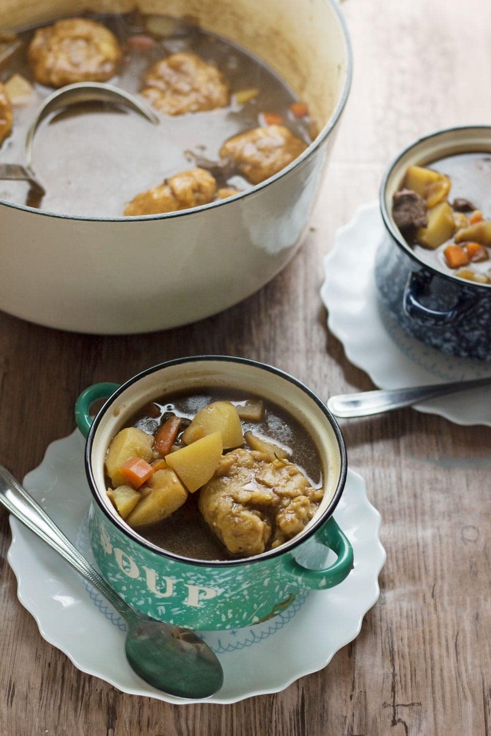 Beef vegetable soup with dumplings is super comforting & the perfect recipe for a Sunday treat. It's flavoured with rosemary & hearty from the potatoes.