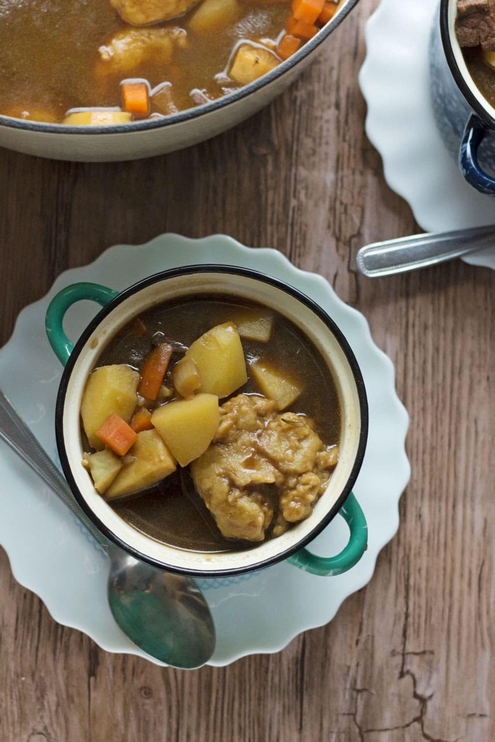 Beef vegetable soup with dumplings is super comforting & the perfect recipe for a Sunday treat. It's flavoured with rosemary & hearty from the potatoes.