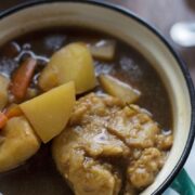 Beef vegetable soup with dumplings is super comforting & the perfect recipe for a Sunday treat. It's flavoured with rosemary & hearty from the potatoes.