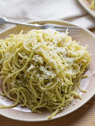 This quick and easy broccoli pesto is a fun twist on a classic pasta dish. Great for adding an extra vegetable to your dinner!