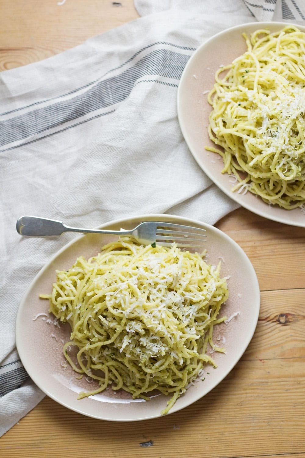 This quick and easy broccoli pesto is a fun twist on a classic pasta dish. Great for adding an extra vegetable to your dinner!