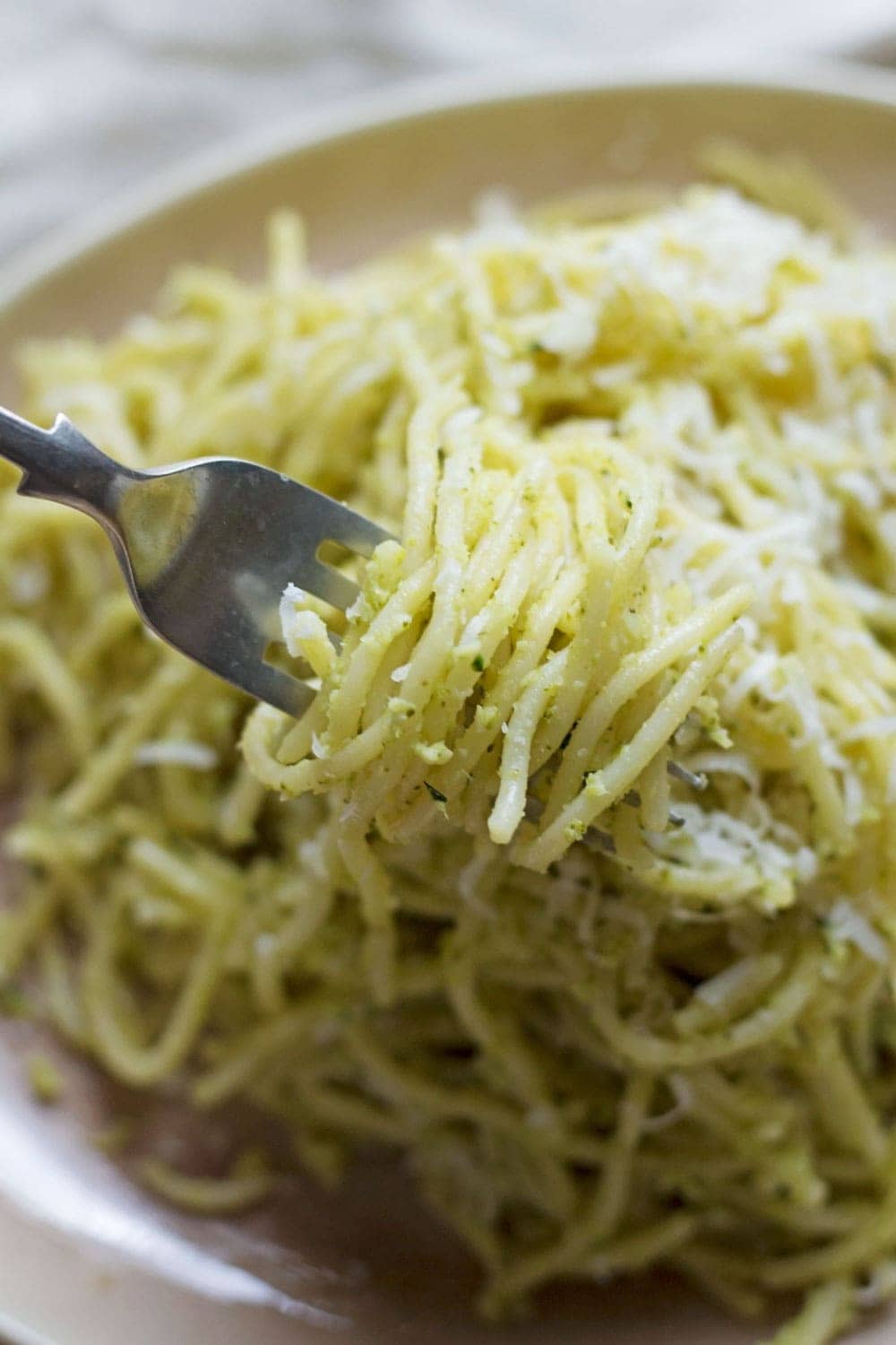 This quick and easy broccoli pesto is a fun twist on a classic pasta dish. Great for adding an extra vegetable to your dinner!