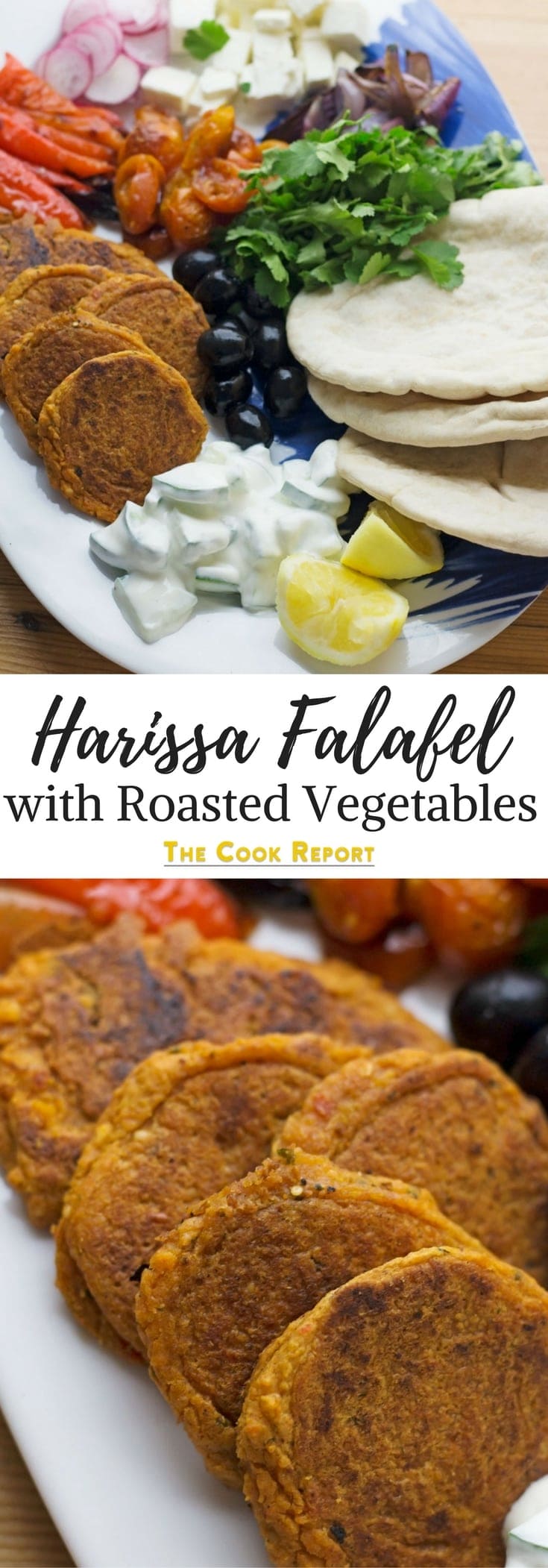 This harissa falafel recipe is spiced with rose harissa & aleppo chilli flakes. Serve with roasted vegetables & cucumber yoghurt for a delicious meal!