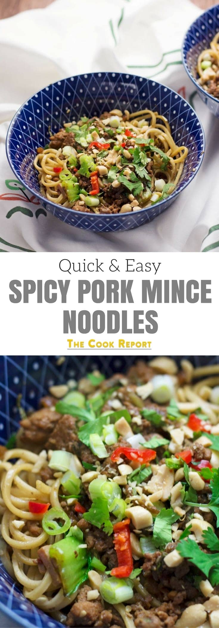 These spicy pork mince noodles are your next easy weeknight recipe! Have dinner on the table in less than half an hour and serve a meal with a kick.