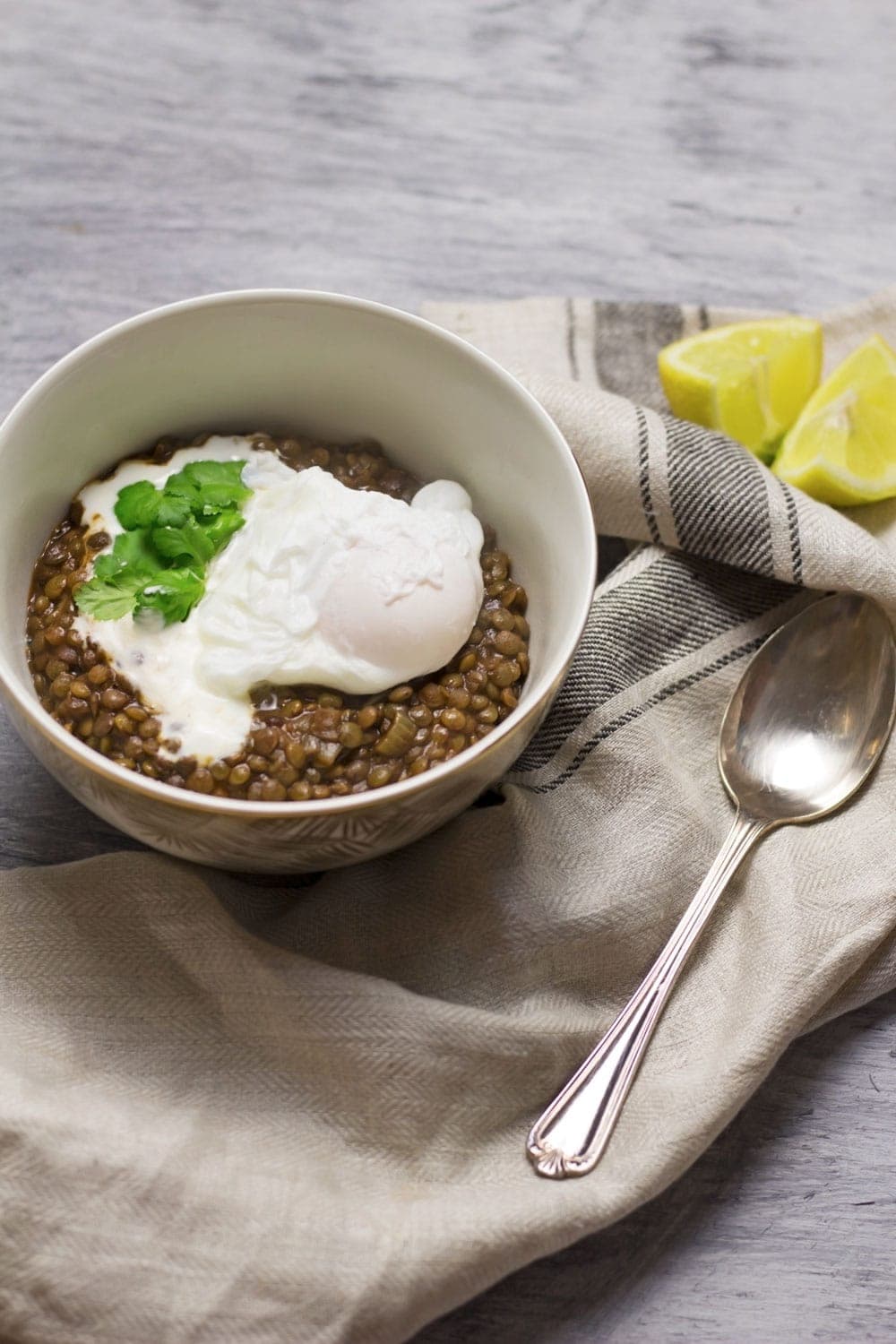 These berbere lentils are healthy, filling and delicious. With a poached egg and Greek yoghurt on top they're a complete meal!