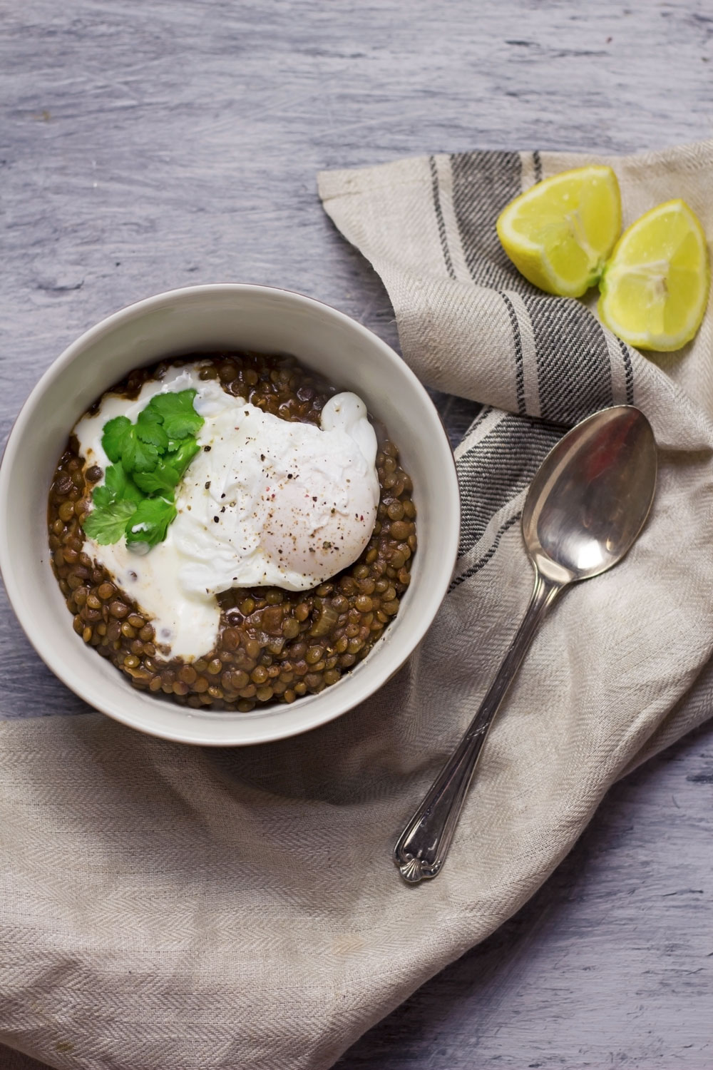 These berbere lentils are healthy, filling and delicious. With a poached egg and Greek yoghurt on top they're a complete meal!