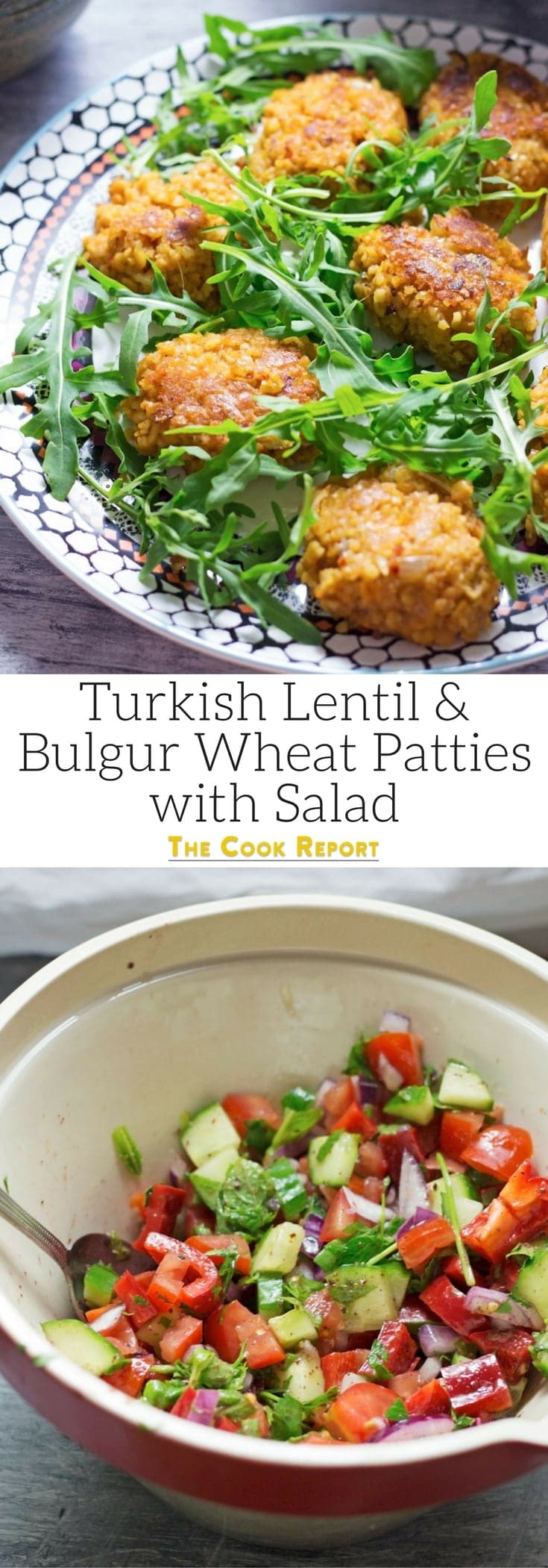 These lentil and bulgur wheat patties are a healthy Turkish recipe . Great as a snack or great as a vegetarian dinner served with salad and pitta bread.