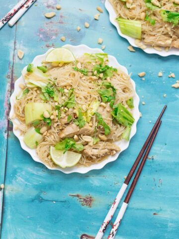These quick Thai chicken noodles are a great weeknight dinner. They also make brilliant leftovers so make sure you make enough for lunch the next day!