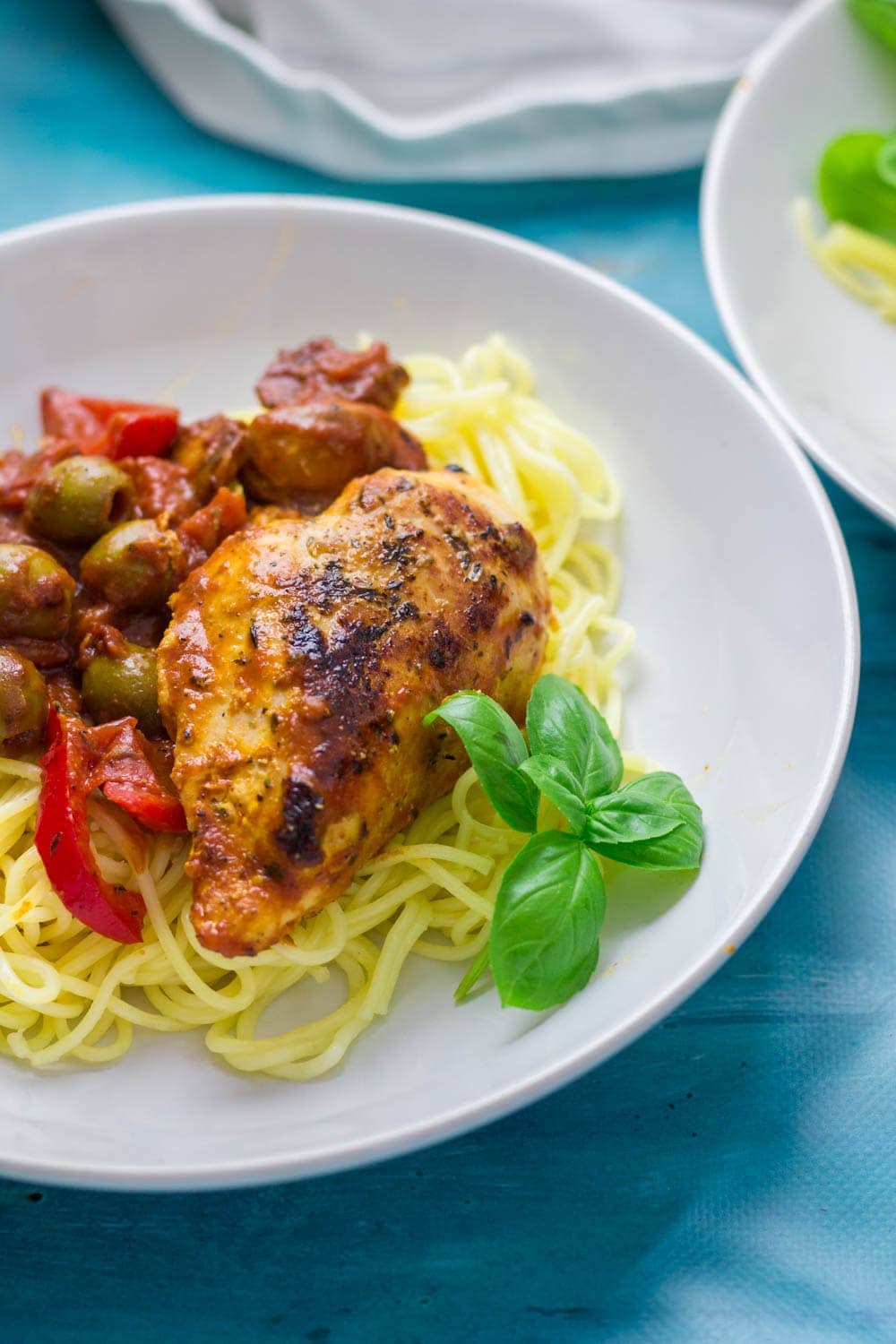 Looking for a new pasta dinner? This creamy Italian chicken skillet is the perfect thing to put over spaghetti. It's so easy and is made all in one skillet!