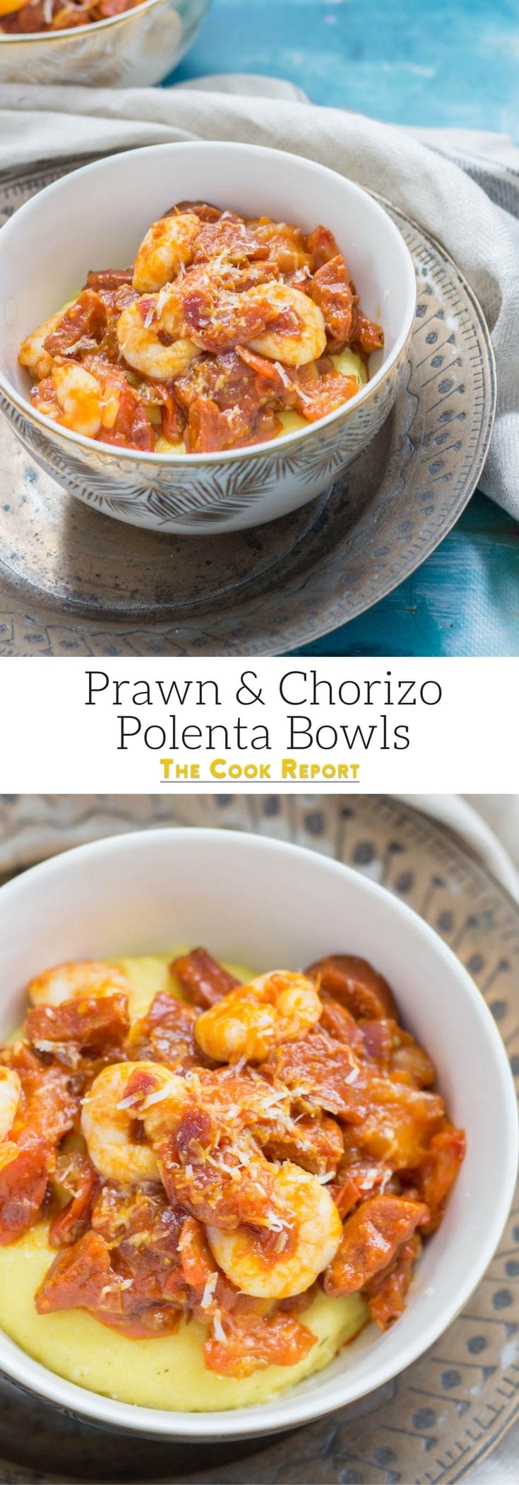 These prawn & chorizo polenta bowls are the perfect comfort food to take you from summer to autumn. Serve with a sprinkle of parmesan for an indulgent meal.