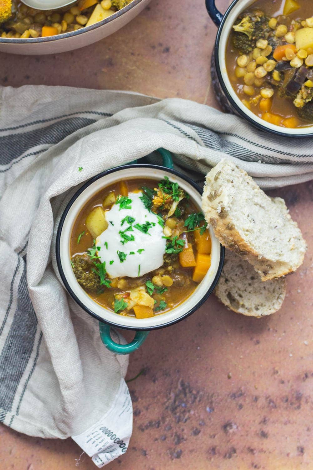 This Turkish split pea and vegetable soup is so warming and filled with healthy ingredients to make a tasty autumn meal perfect for the cooler weather.