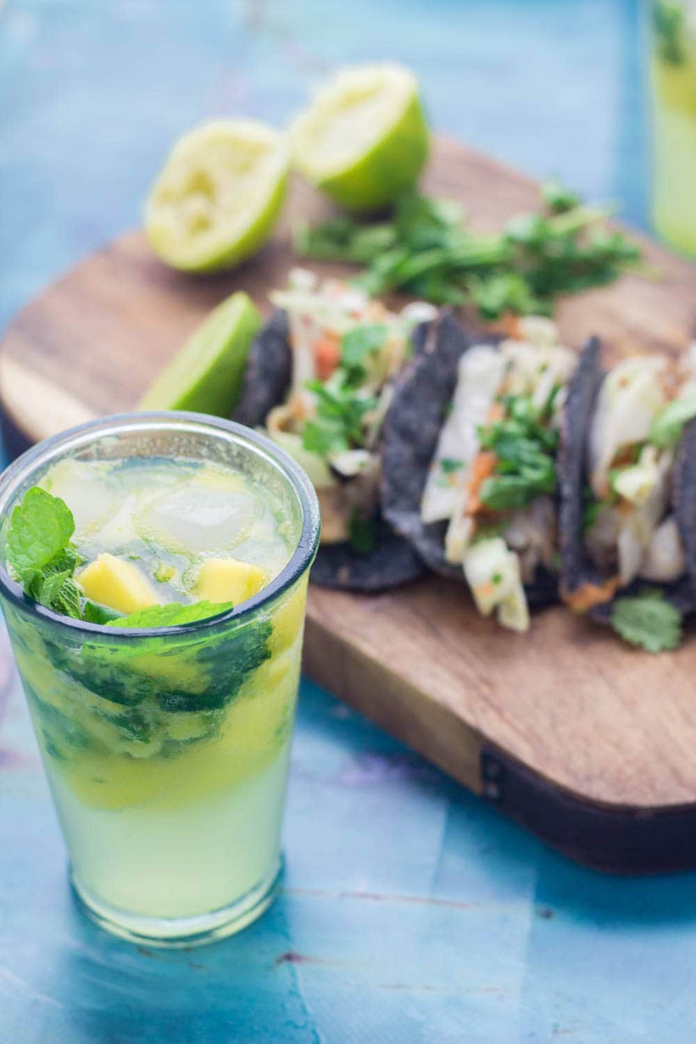 Serve these mango mojitos and Cuban fish tacos at your next party! The mojito uses a classic recipe with a delicious tropical twist.