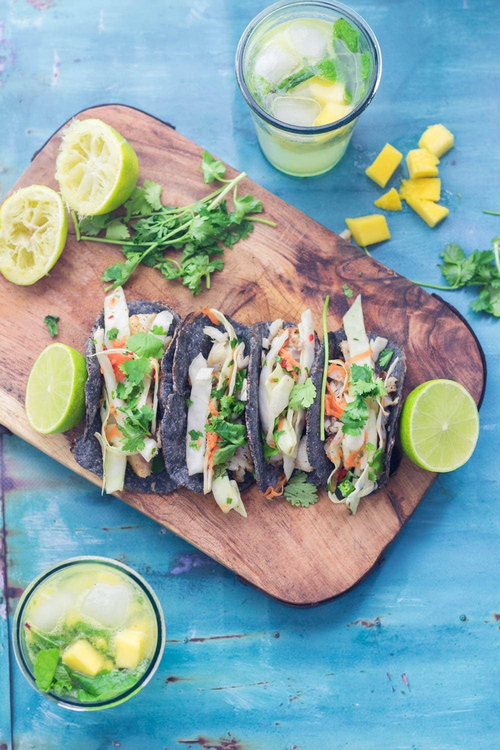 Serve these mango mojitos and Cuban fish tacos at your next party! The mojito uses a classic recipe with a delicious tropical twist.