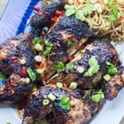 Asian Roasted Spatchcock Chicken with Noodle Salad. This Asian roasted spatchcock chicken is a great way to mix up a roast dinner. I love mine served with a refreshing noodle salad. #roastchicken #recipe #asianfood #spatchcock