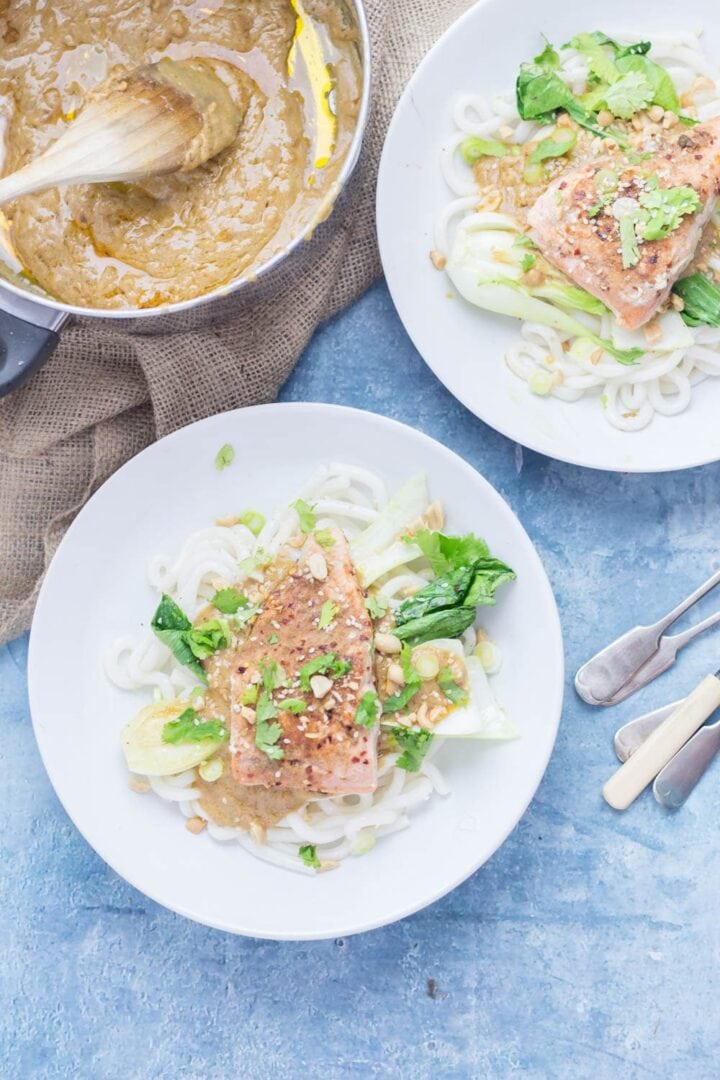 Peanut Salmon Noodles with Pak Choi • The Cook Report