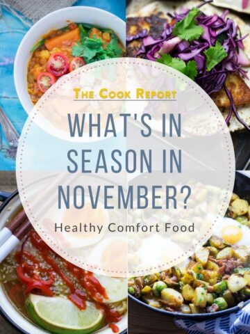 What's in season in November? A collection of healthy comfort food recipes using seasonal ingredients at their best in November! #seasonal #november #autumnrecipes #fallrecipes