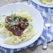 Easy Beef Stroganoff with Mushrooms. Make this easy beef stroganoff for a warming winter dinner. There's really nothing better than tender beef cooked with red wine and vegetables. #beefstroganoff #recipe #beef