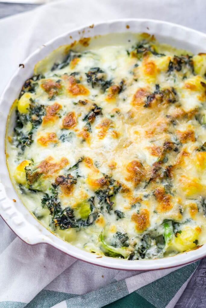 Cheesy Baked Gnocchi with Kale and Brussels Sprouts • The Cook Report