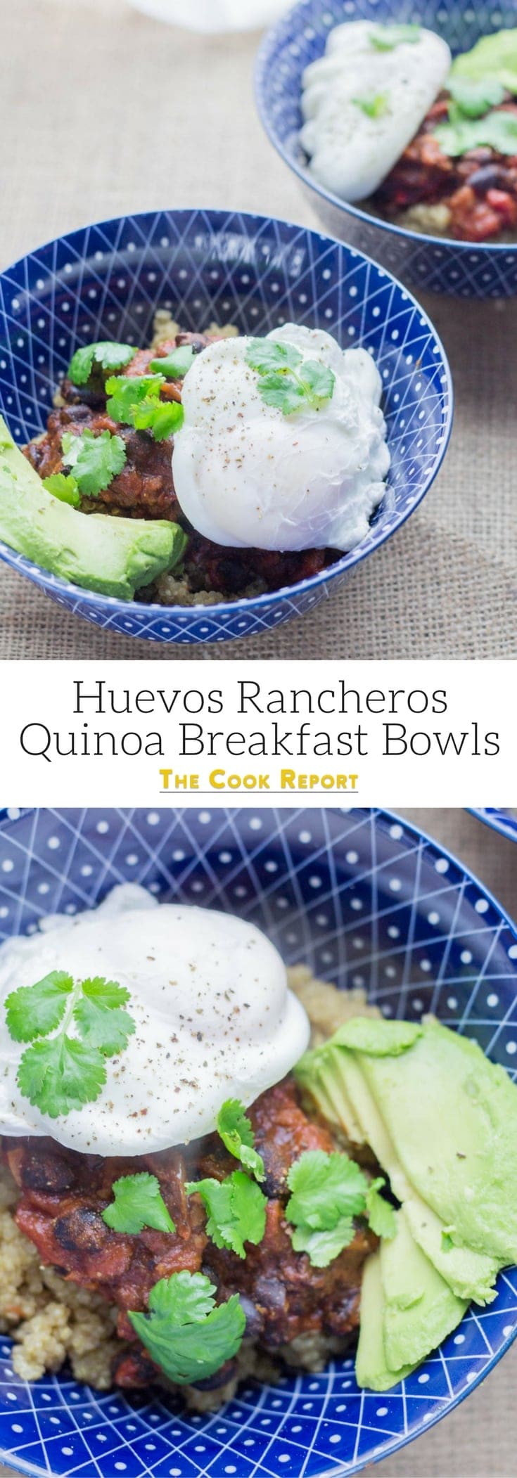 Huevos Rancheros Quinoa Breakfast Bowls. Try these huevos rancheros quinoa breakfast bowls for a fun and healthy change to your usual breakfast. I like mine topped with a poached egg for extra protein and loads of lime and coriander. #breakfast #quinoa #healthy #huevosrancheros #recipe