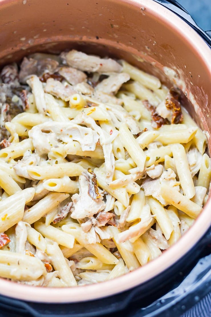 Creamy chicken pasta in a pressure cooker