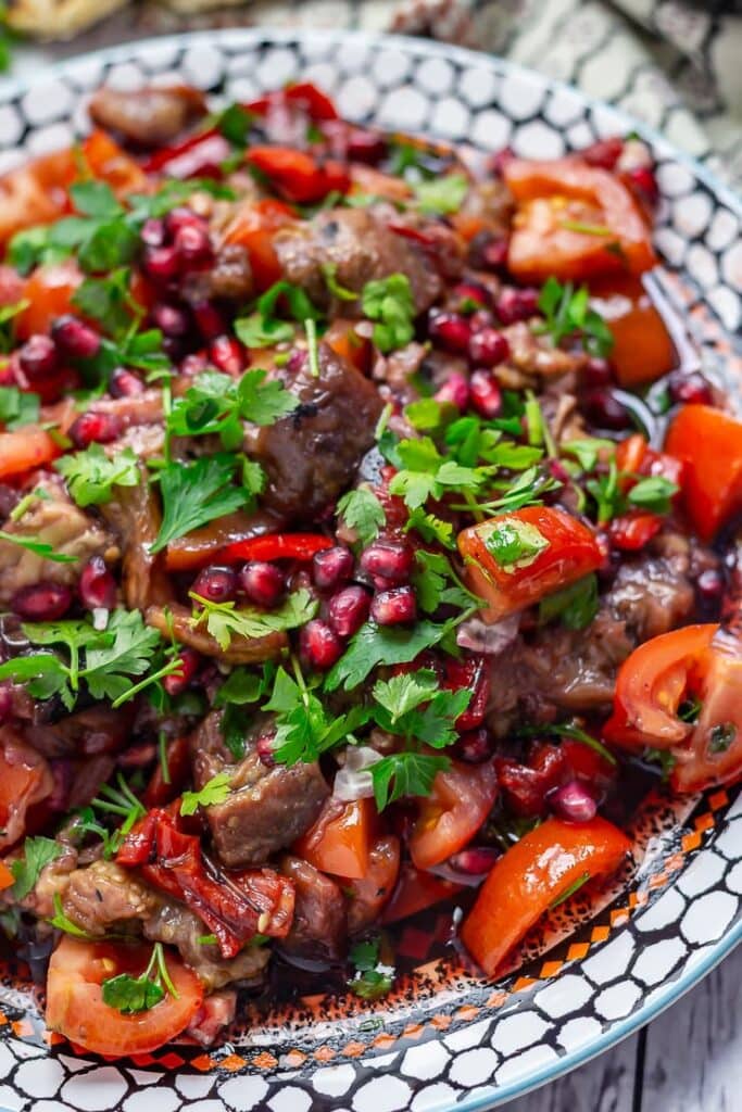 Smoky Aubergine Salad with Red Pepper • The Cook Report